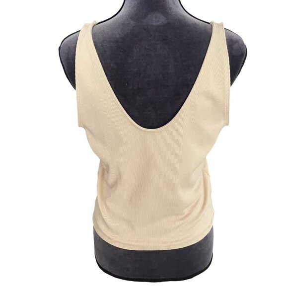 Abercrombie & Fitch Soft A&F Collection Ribbed Beige Tank Top Women XL Made In V - Picture 3 of 4